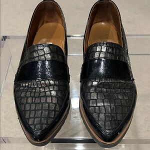 Paul Green Croc-Embossed Black Loafers